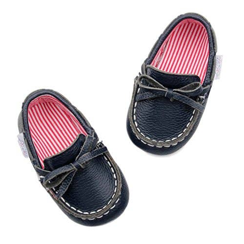 Ægte læder Soft-Sole Navy Hyttesko til Spædbarn Baby Boys for engroshandel hos Izzy & Roo