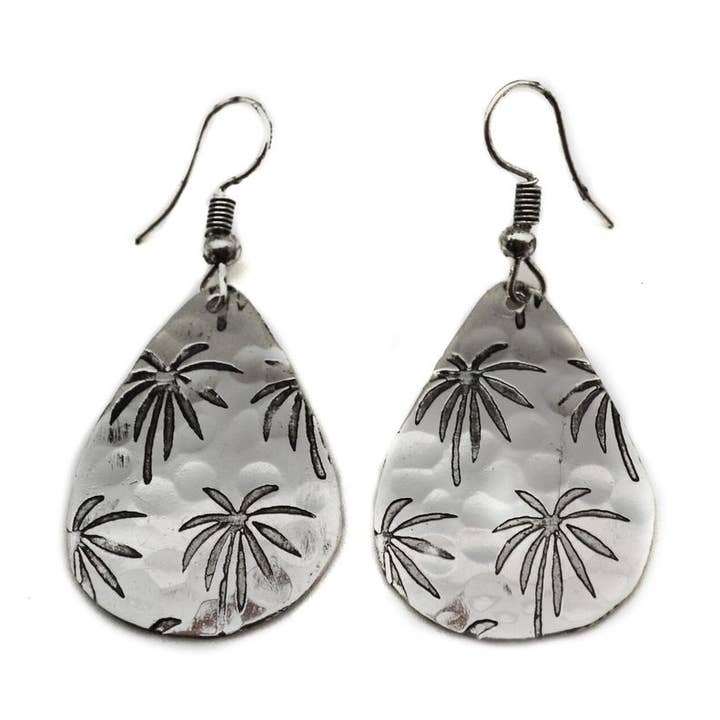 Palm Trees Silver Engraved Earrings for wholesale by Anju Jewelry