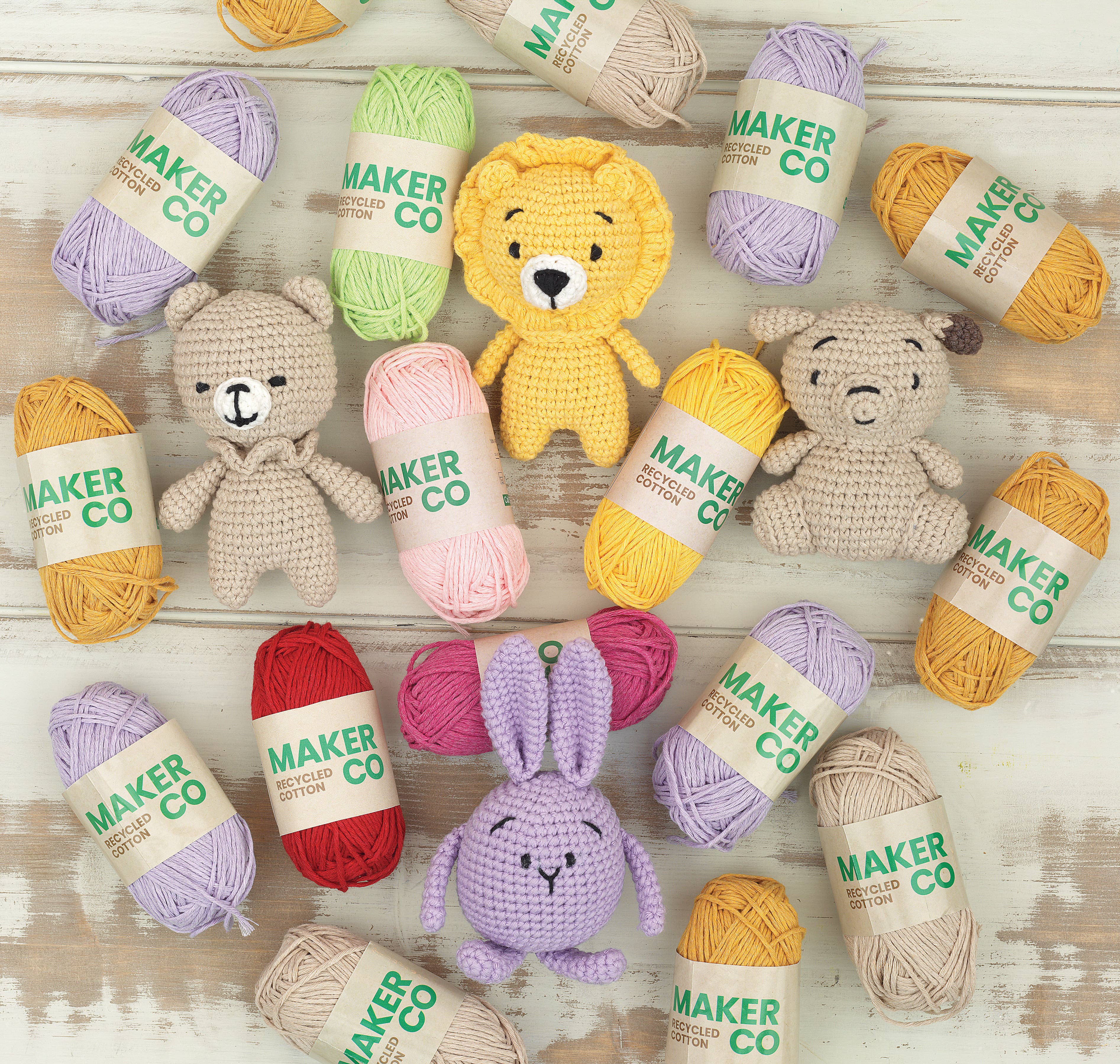 Creative World of Crafts - Wholesale Yarn - MakerCo Recycled Cotton Yarn Pack of 12 x 25g6