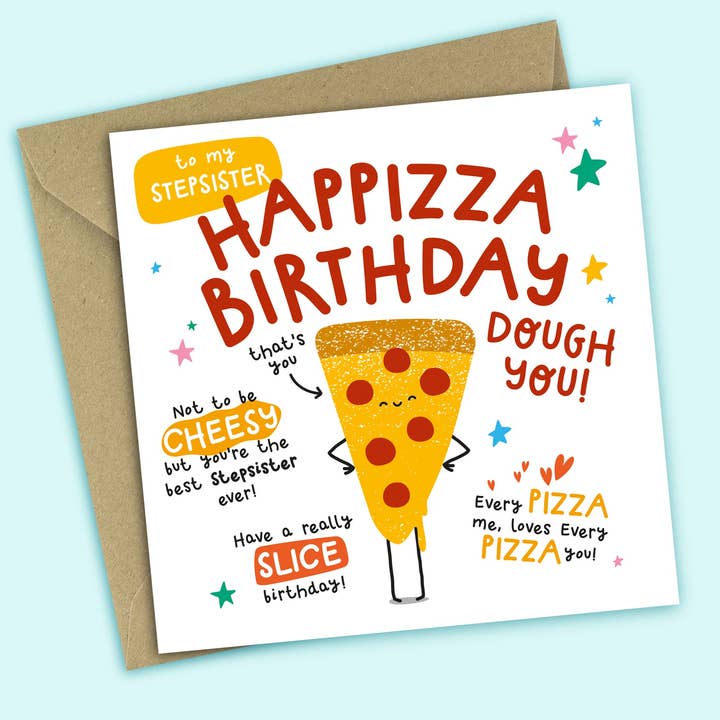 Carte d'anniversaire amusante • Happizza Birthday • Jeu de mots sur la pizza • Pour belle-sœur pour la vente par Twisted Haggis