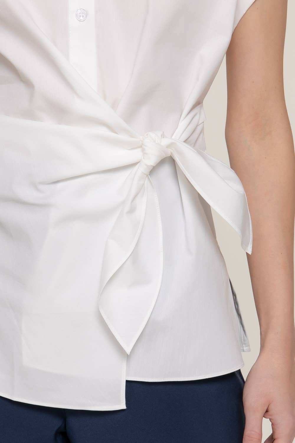 Active Basic | Active USA - Wholesale Button Down Shirt - Women's - Short Dolman Sleeve Button Down Side Knot Poplin Shirt19