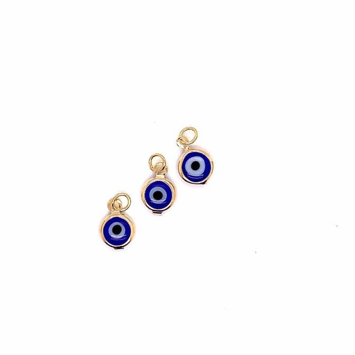 The Bead Bazaar - Wholesale Individual Charm/Pendant - Bulk Evil Eye Charms, Wholesale Evil Eye Jewelry, Gold Evil Eye Pendant, Evil Eye Charms, Good Luck Charms, Blue Lucky Charm, Tiny Evil Eye Charm