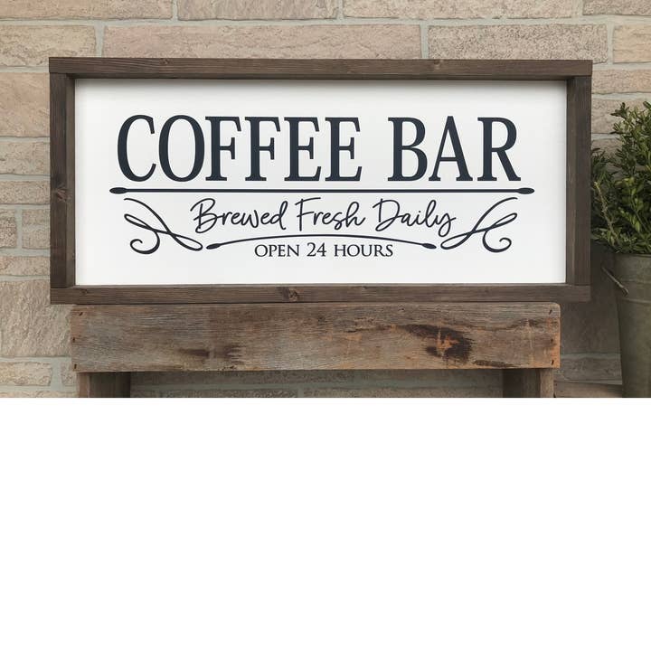 Coffee Bar Handmade Framed Wood Sign for wholesale by Mindy's Gazebo