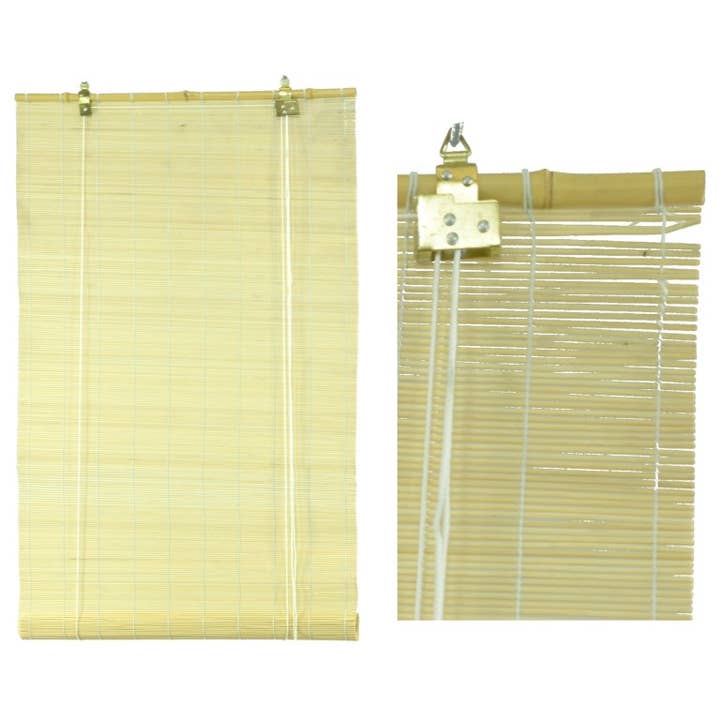 Vacchetti - Wholesale Candle Holder - Natural Wicker Roller Blind Bamboo Rod CM120xh300x121