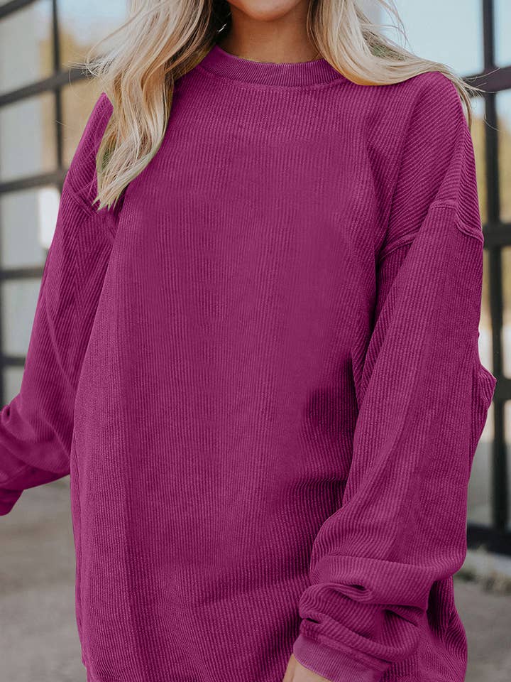 Lovesoft - Wholesale Sweatshirt - Women's - Customizable Long Sleeve Ribbed Corded Oversized Sweatshirt26