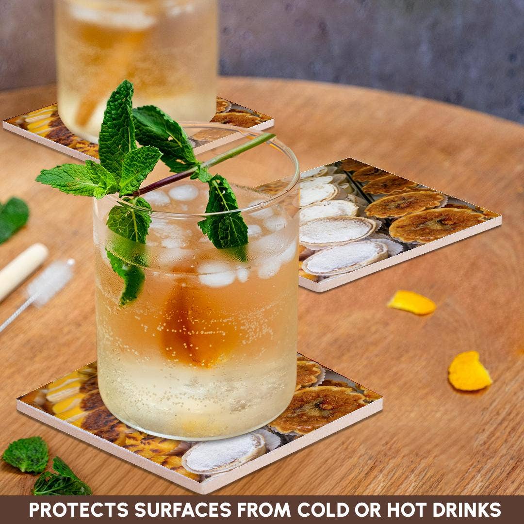 3dRose - Wholesale Coasters - 3dRose, Lisbon, Portugal. PastelDaNata pastries, Portugese national dessert., Coaster2