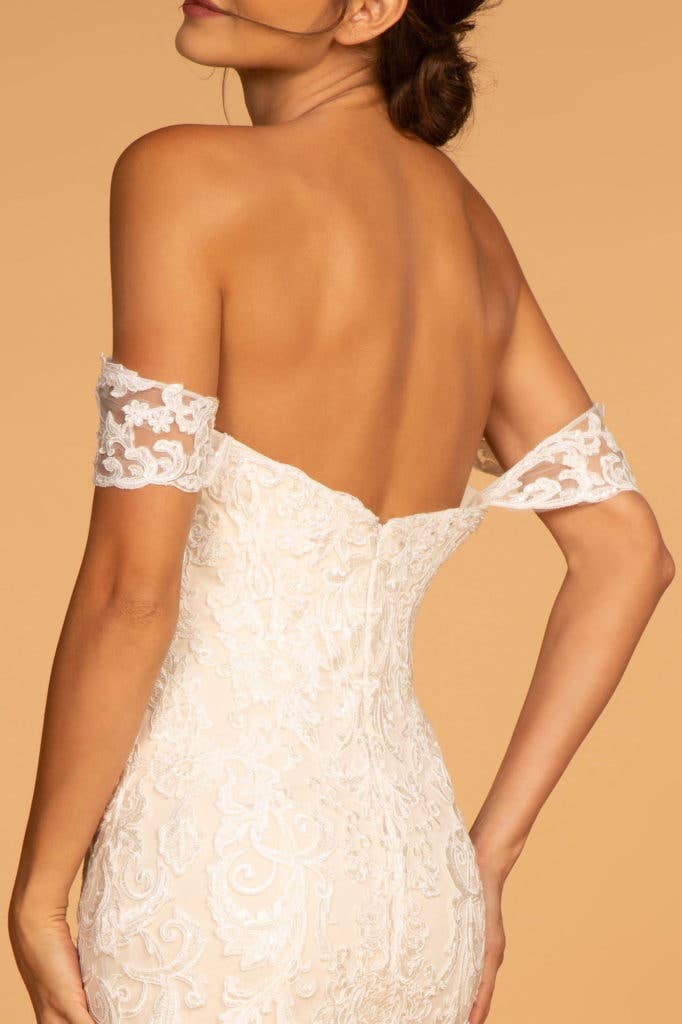 Elfenben/Cream Älskling broderad mesh sjöjungfrubröllopsklänning för wholesale på Faire3