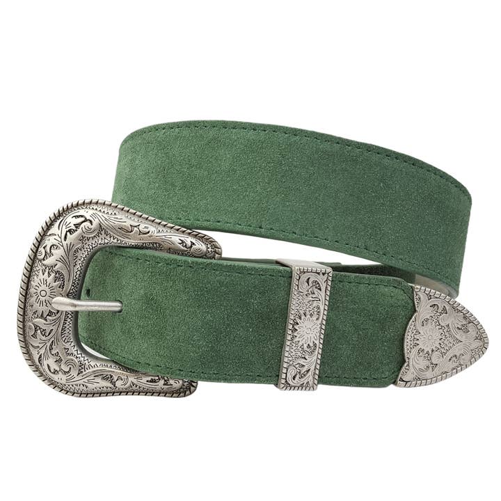 Axesoria West - Wholesale Belt - Women's - Genuine Suede Belt with Western Buckle set