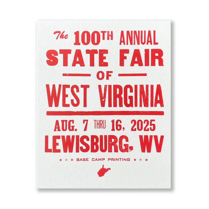 100th Annual State Fair of WV 8x10 Print for wholesale by Base Camp Printing Co.