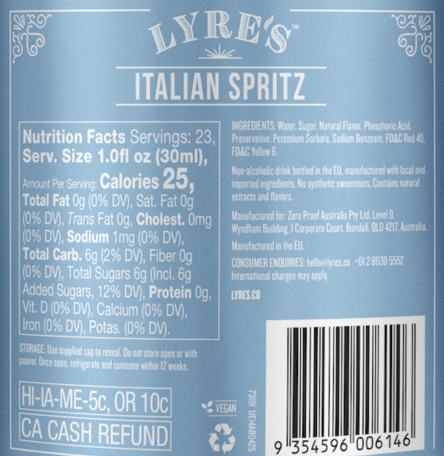 Zepeim - Wholesale Non-Alcoholic Aperitif/Mocktail - Lyre's – Italian Spritz3