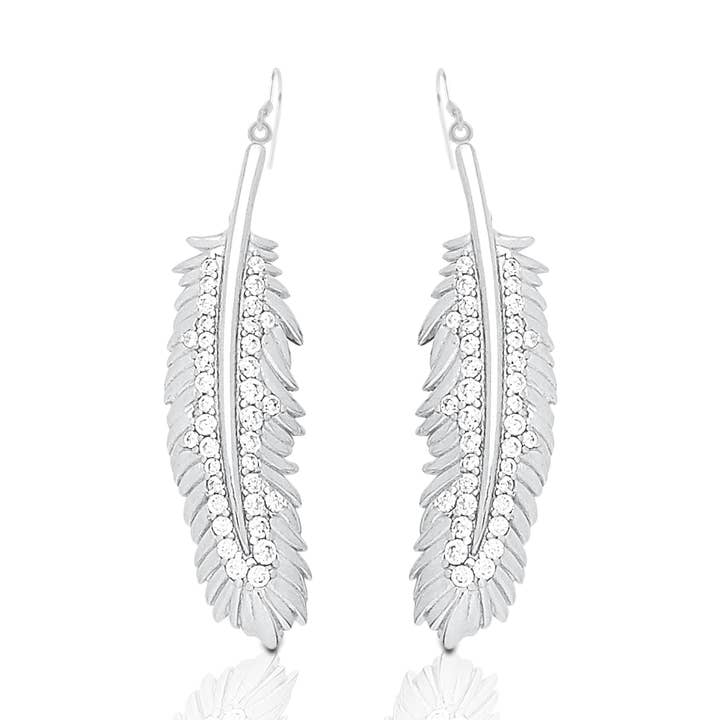 Boucles d'oreilles Kelly Herd en argent sterling à plumes chatoyantes pour la vente par Kelly Herd Jewelry