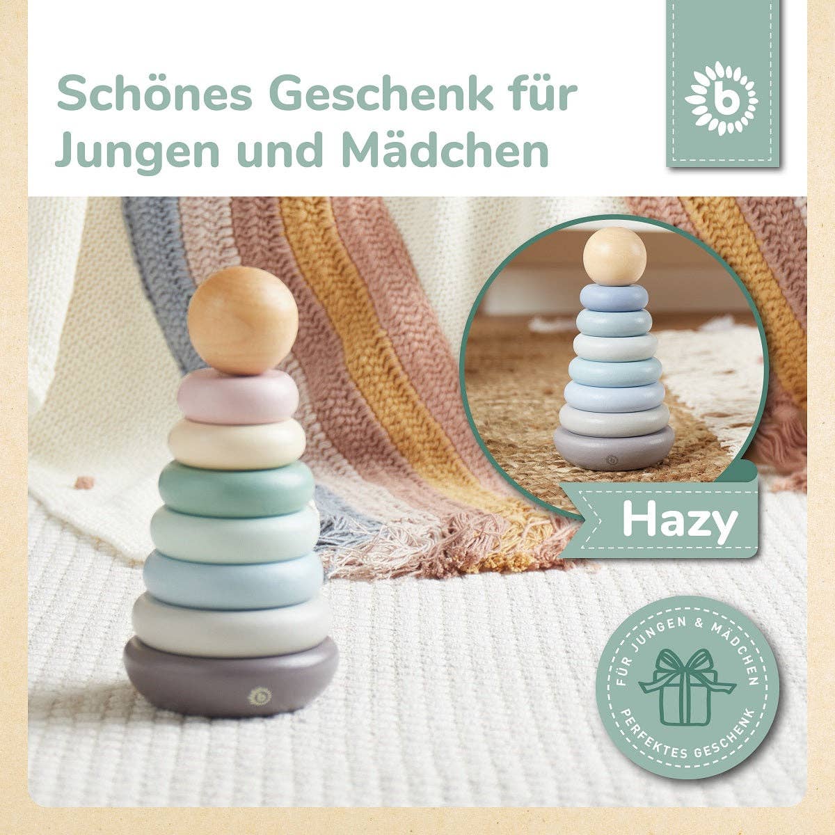 Bieco Spielwaren - Wholesale Wood Toy - Kids - Stacking Tower Rose FSC®7