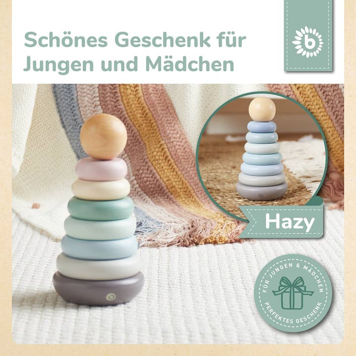 Bieco Spielwaren - Wholesale Wood Toy - Kids - Stacking Tower Rose FSC®7