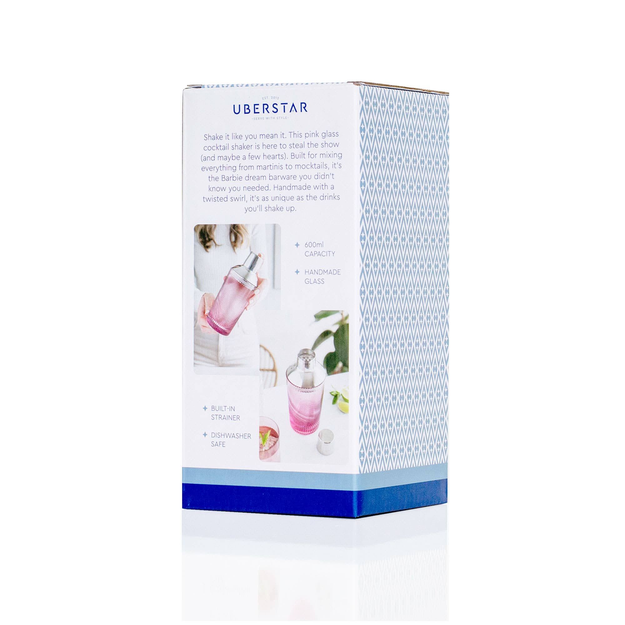 UBERSTAR – wholesale Cocktail shaker – Twist Glass Cocktail Shaker - Pink7