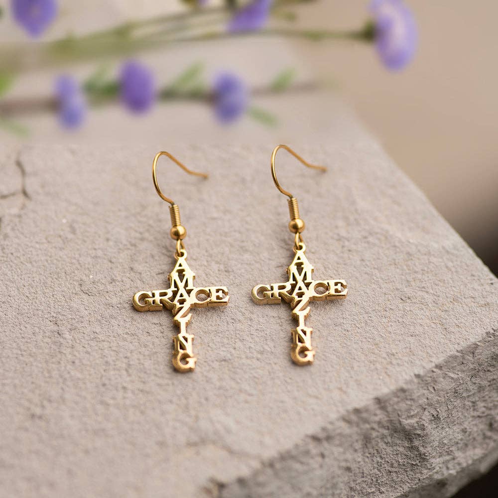 Positive Hope Designs - Wholesale Dangle Earrings - Amazing Grace Cross Earrings3