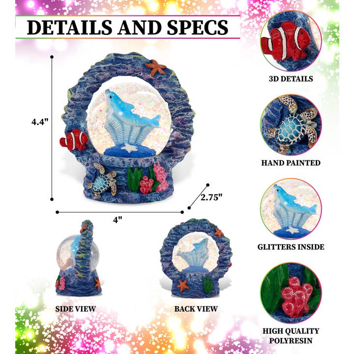 Cota Global - Wholesale Snow globe - Coral Snowglobe - Dolphin 65Mm1