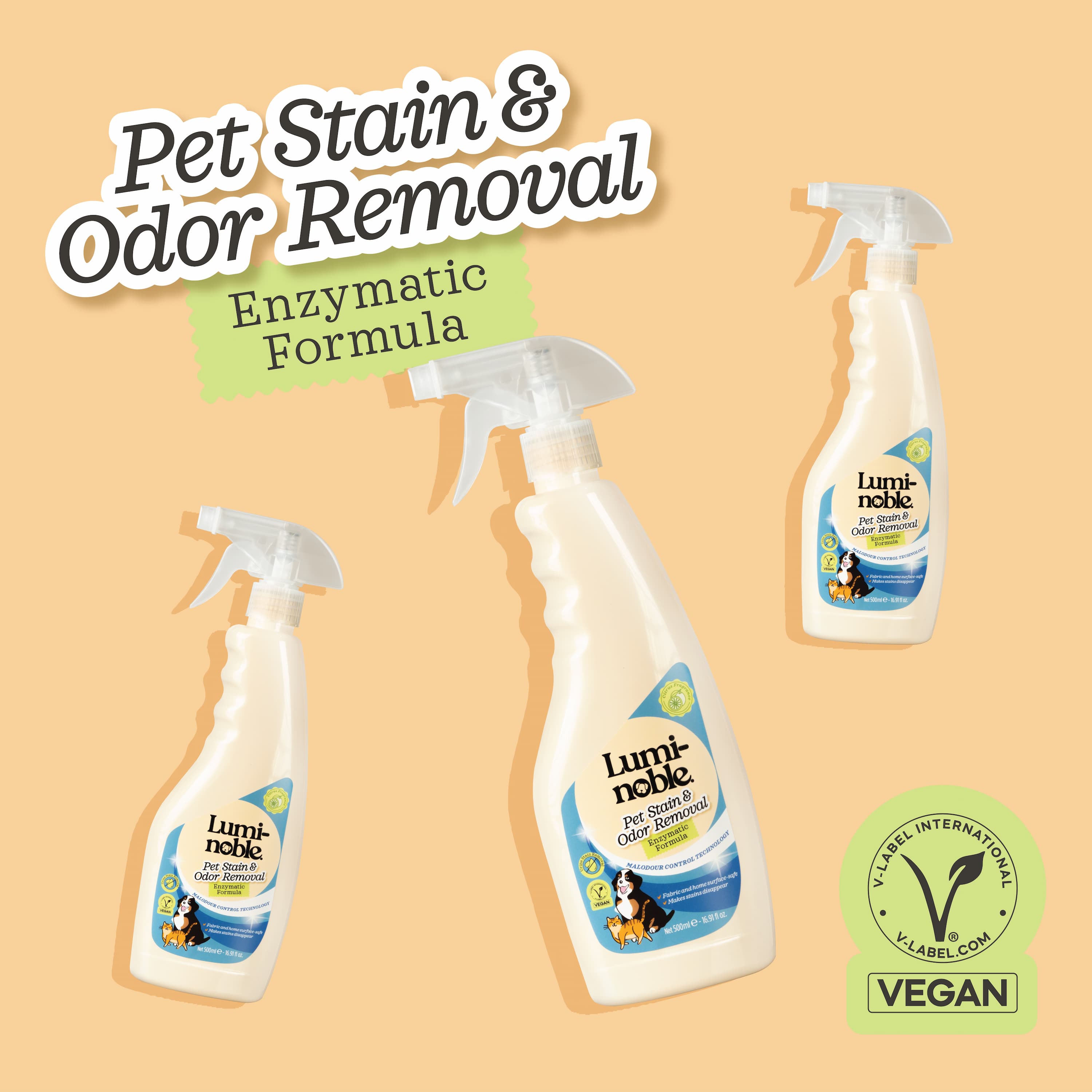 Lumi-noble - Wholesale Pet Cleaning Supplies - Stain & Odor Remover Spray – Enzyme Powered Cleaner for Carpets, Furniture, Bedding & Floors | Natural & Vegan & Eco-Friendly | 16.91 fl.oz3