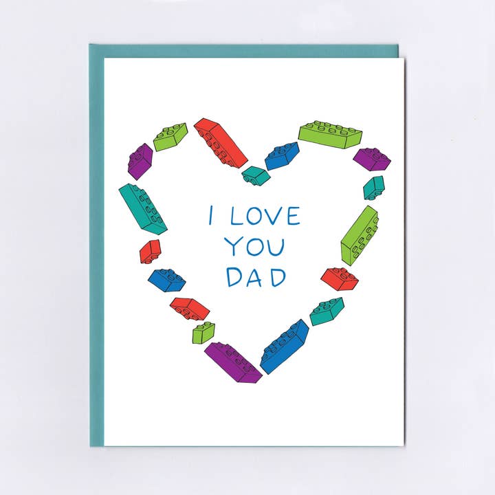Grußkarte „I Love You Dad Legos“ für den Großhandel von The Treasurie