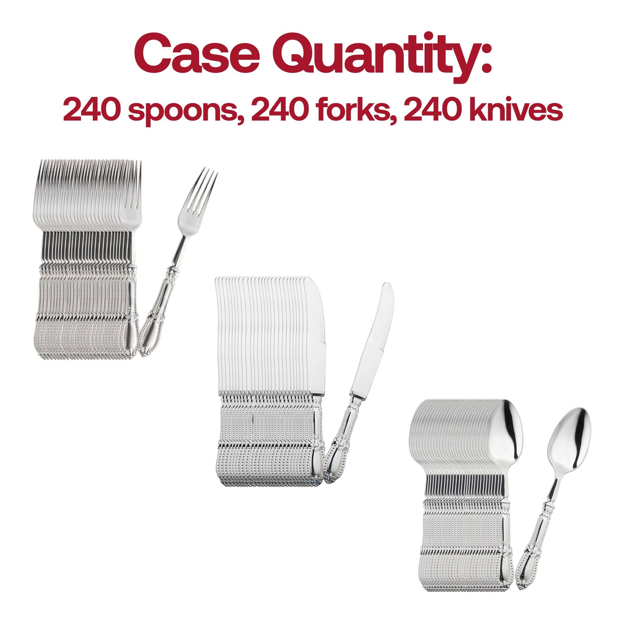 Smarty had a Party - Wholesale Assorted Cutlery Set - Silver Baroque Disposable Plastic Cutlery Set - 10 Guests2