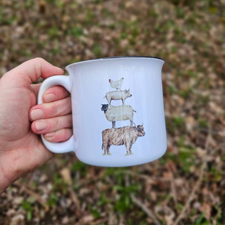 The Cranberry Finch - Wholesale Coffee Mug - Farm Animal Stack Coffee Mug