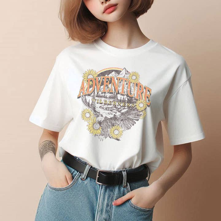 Adventure Wilderness Nature & Eagle Graphic T-Shirt –Vintage for wholesale by Achitopia