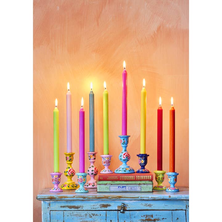 Namaste - Wholesale Candle Holder - Large Hand Painted Kashmiri Candlestick