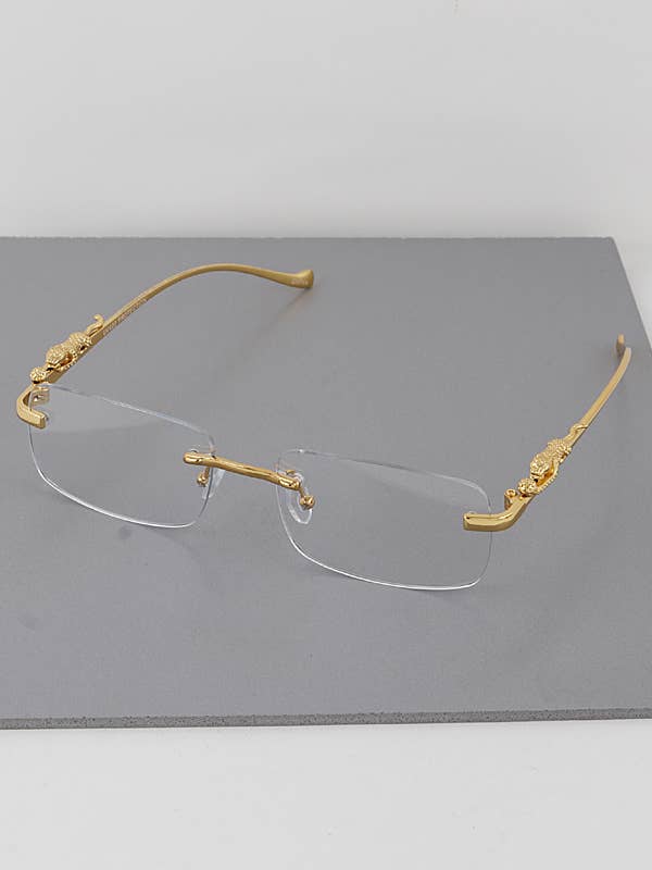 Luxe geketende Jaguar randloze rechthoekige bril voor wholesale door Shop Neighbors