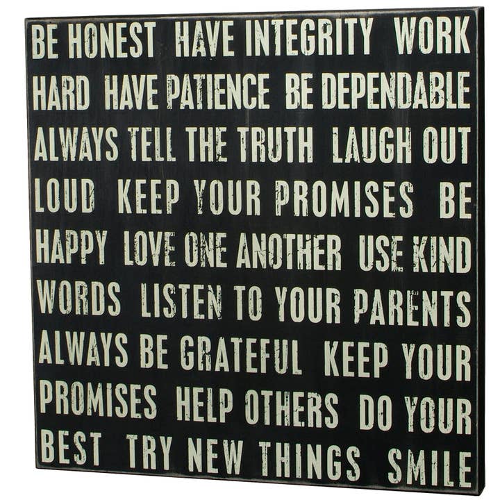 Primitives Boxschild - Be Honest für den Großhandel von Instant Gifts International