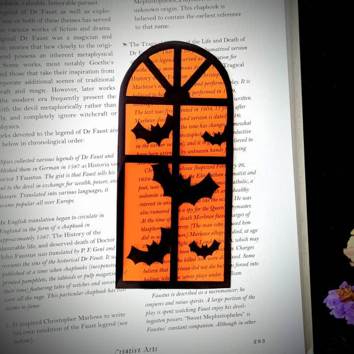 Ryd bogmærke - Orange Halloween Vindue Goth Gothic Horror for engroshandel hos Dark Veinlet