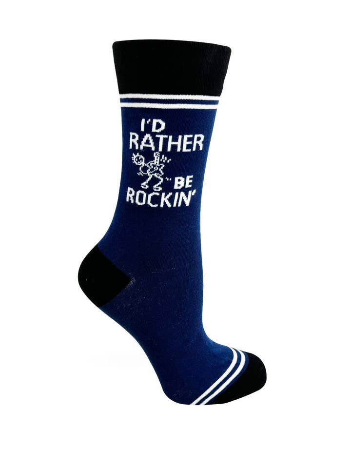 Chaussettes d'équipage unisexes I'd Rather Be Rockin' - Hey Now pour la vente par Fabdaz
