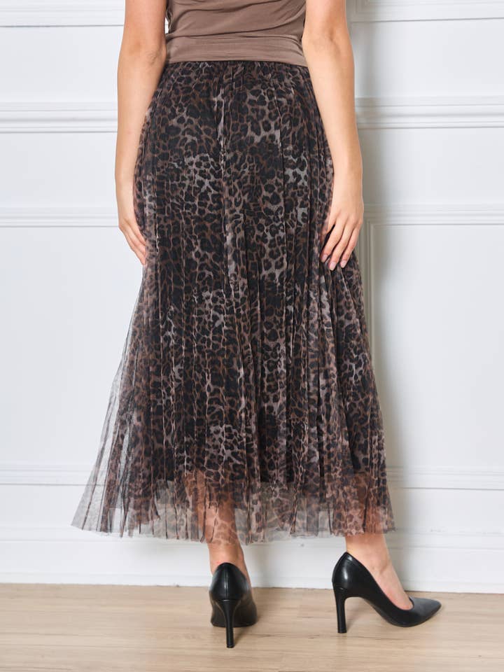 Mid-length tulle skirt with brown animal patterns - Orice for wholesale on Faire