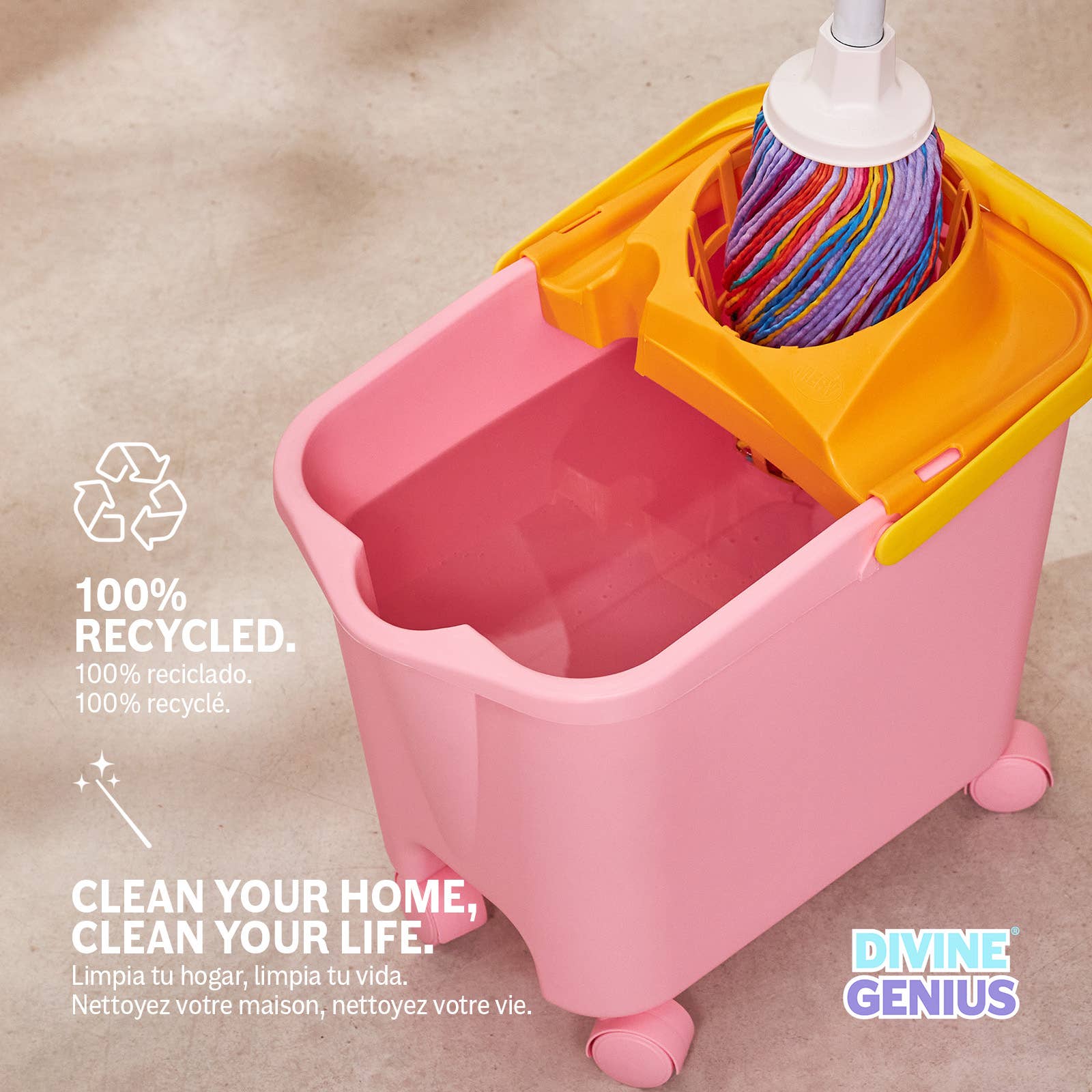 Divine Genius - Wholesale Mop - Recycled Mop Bucket 14L With Wringer And Wheels.5