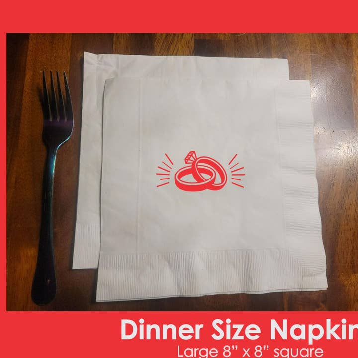 Party Bibs - Wholesale Disposable napkin - Wedding Rings Napkins, 25, Dinner Size, White0