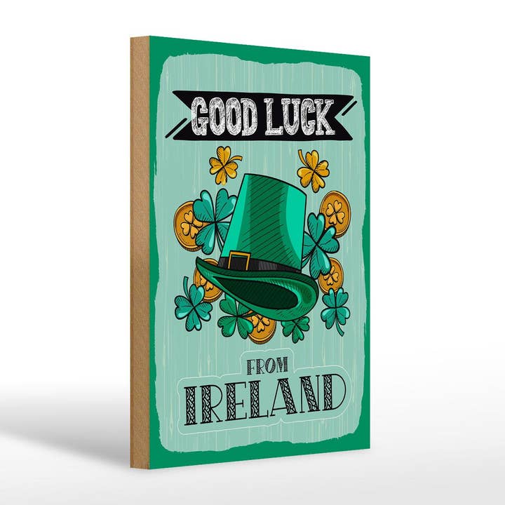 Holzschild Spruch Good Luck From Ireland 20x30 cm Geschenk Schild für den Großhandel von Femer