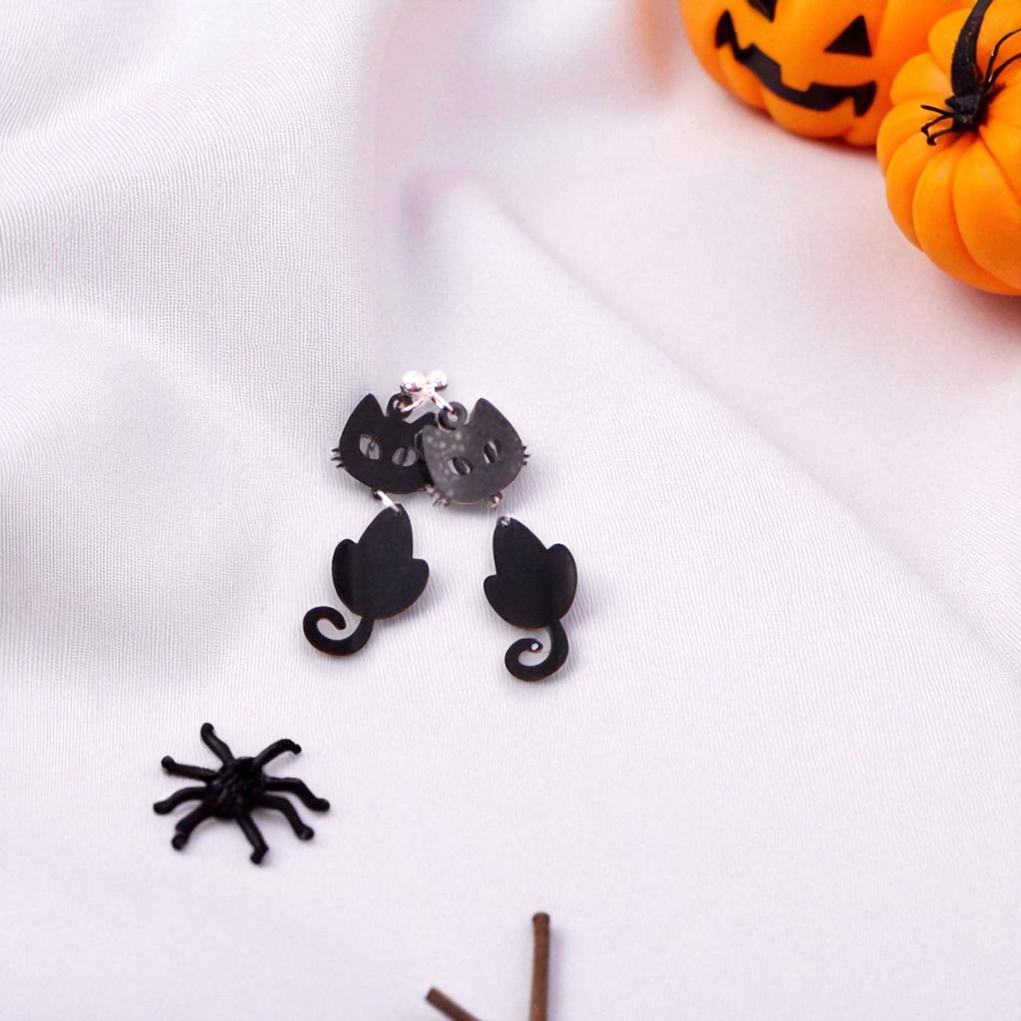 Fish Towne Designs, LLC - Wholesale Dangle Earrings - Spooky Black Cat Halloween Acrylic Earrings8
