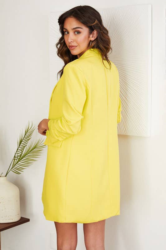 VENTI6 - Wholesale Blazer - Women's - SOLID RUCHED SLEEVE BOYFRIEND BLAZER (81255-SOLID)6