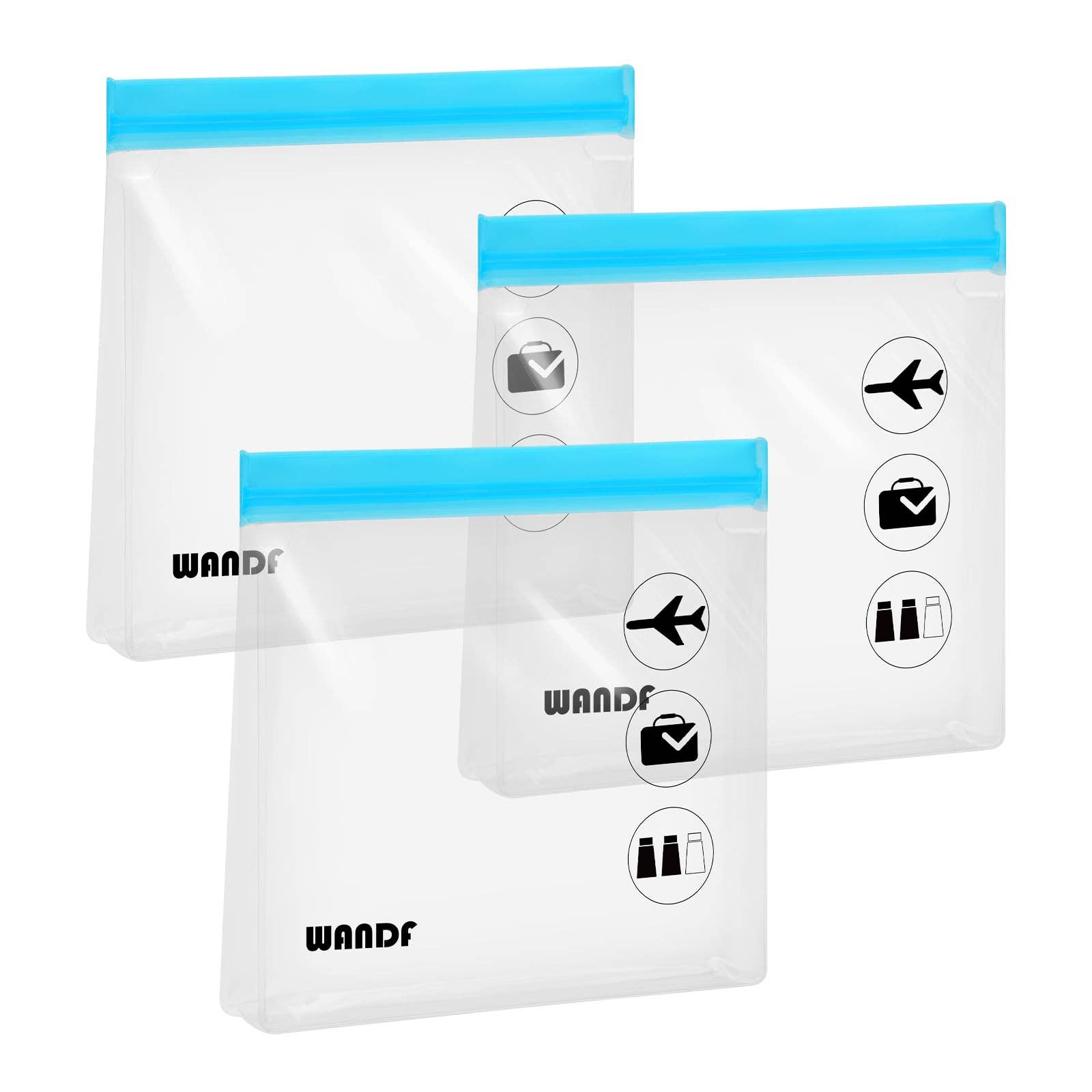 wandf - Vente Trousse de toilette – unisexe - Trousse de toilette de voyage 3-1-1 transparente WANDF approuvée par la TSA10