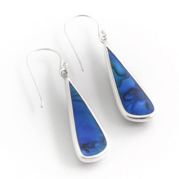Long Earring in Silver and Blue Abalone for wholesale by El Expreso de Oriente