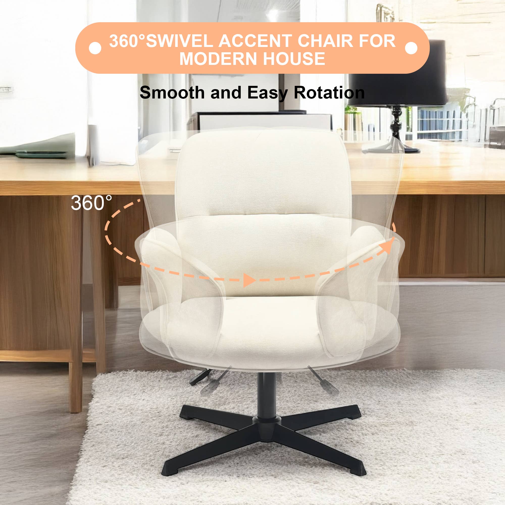 HOMYCASA DESIGN INC - Wholesale Chair - Modern Functional Swivel Office Chair and Accent Chair-White3
