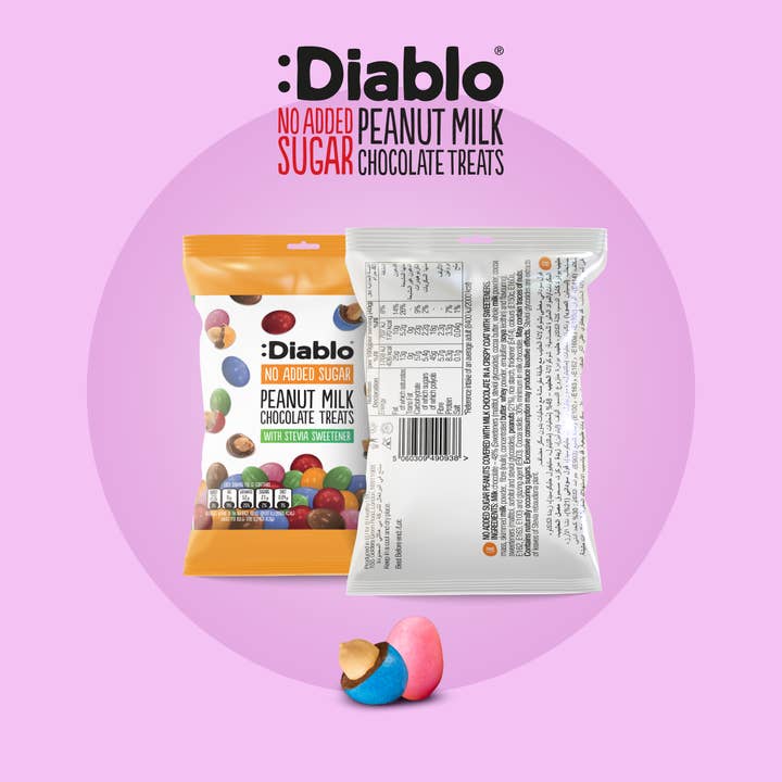 Diablo Sugar Free – Großhandel Süßigkeiten mit Schokoglasur – :Diablo Peanut Milchschokolade ohne Zuckerzusatz 40g