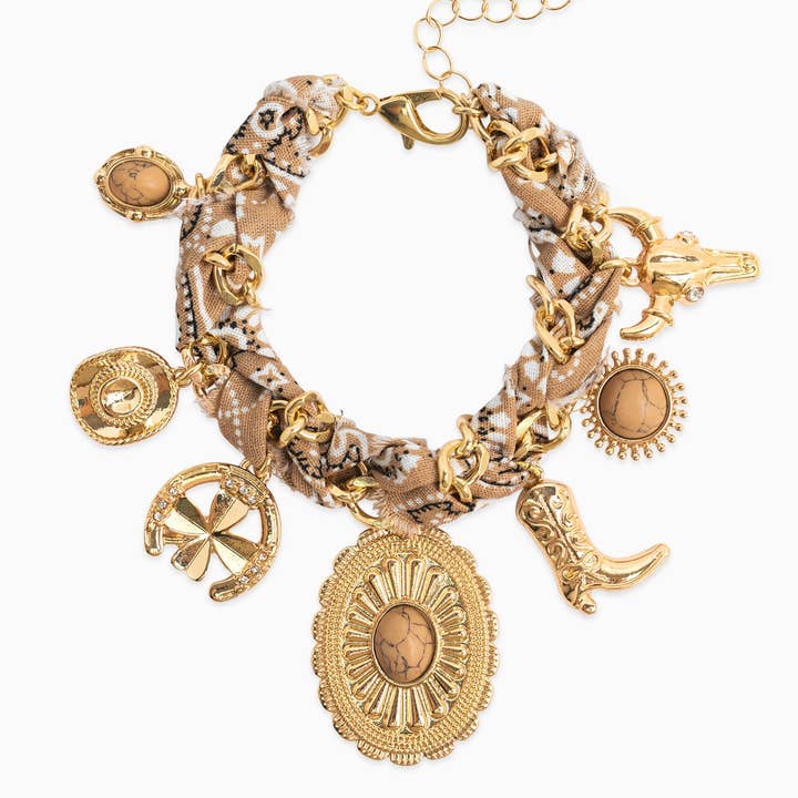 Paisley Scarf Western Concho Multi Charm Bracelet and other Purchase Wholesale channel. Free Returns & Net 60 Terms on Faire trending on Faire.