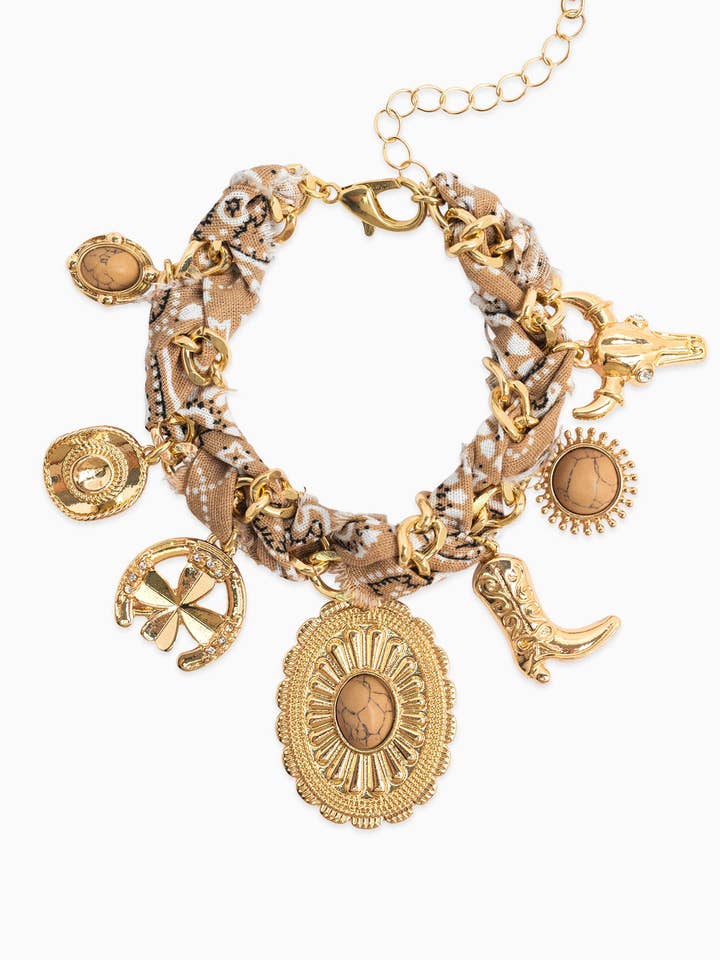 Paisley Scarf Western Concho Multi Charm Bracelet for wholesale by Sessori