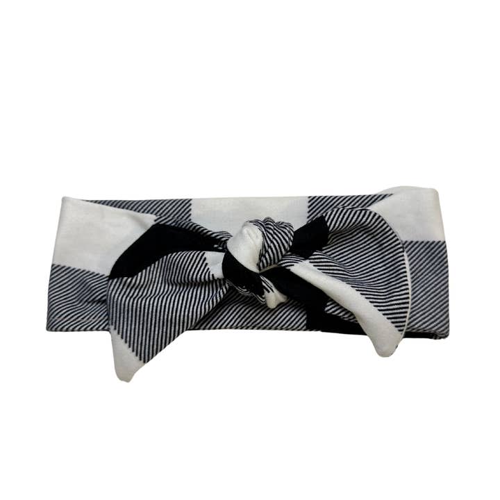 Bandeau bébé à nouer - Vichy blanc pour la vente par Junque Food Headband Hair Accessories