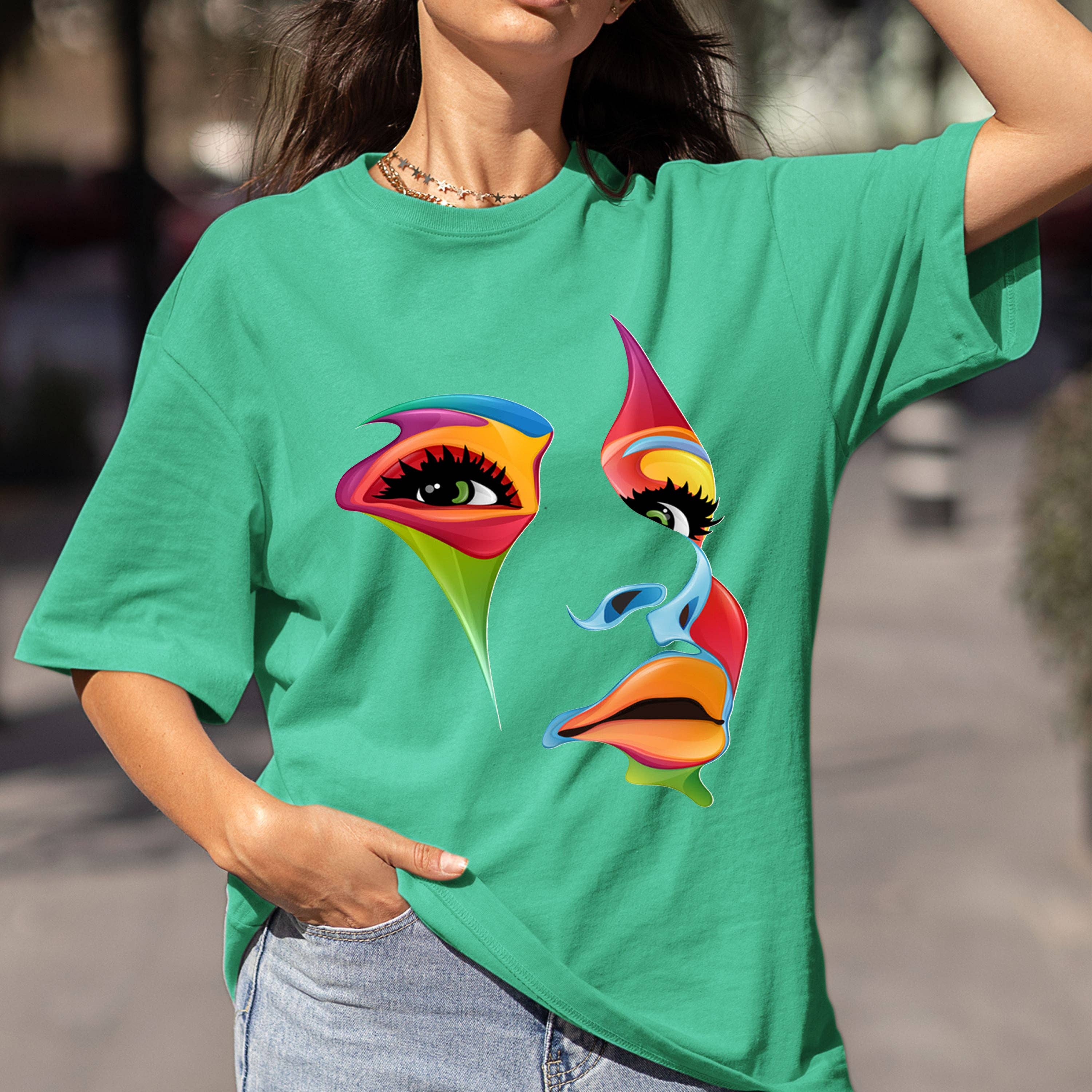 LA Shirt Company - Wholesale T-Shirt (Graphic) - Women's - Beautiful Multicolored Face - Bella Graphic Tee2
