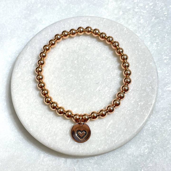 Rose Gold Filled 6mm Bead Stretch Bracelet B137-RG for wholesale by K & B Jewelry