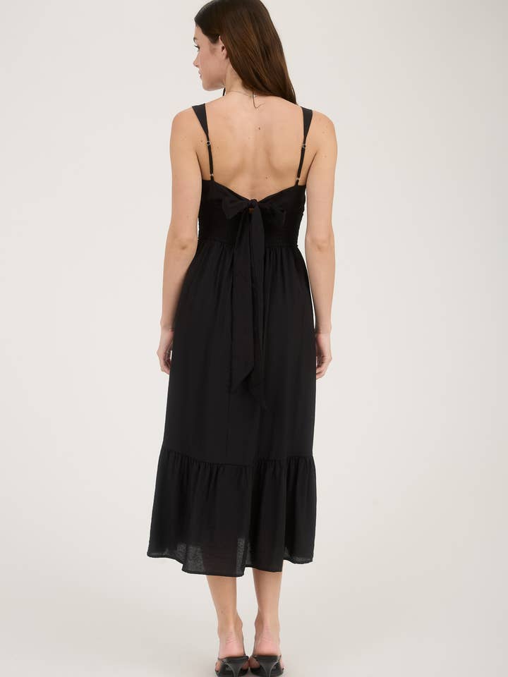 Blu Pepper - Wholesale Dress - Women's - SMOCKED RUFFLE DETAIL SLEEVELESS MIDI DRESS