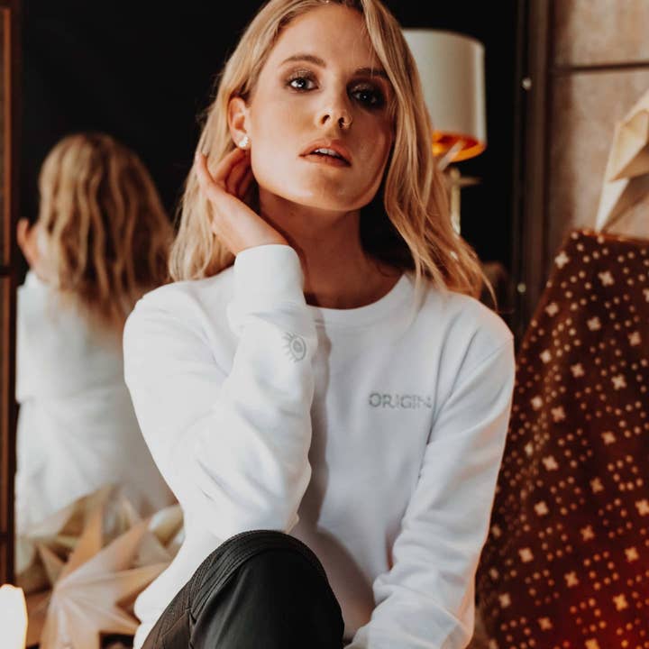 Classic Origin Organic Sweatshirt (White) for wholesale by Origin Africa