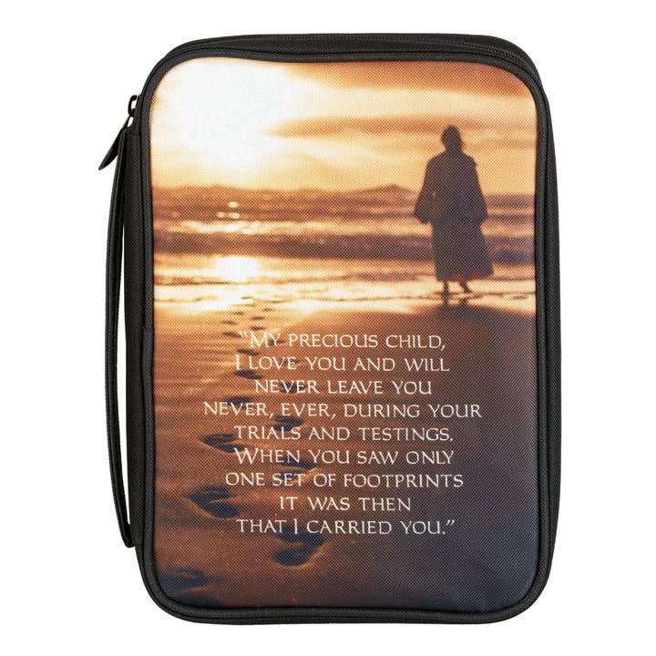 Footprints Polyester Bible Cover Large for wholesale by Dicksons