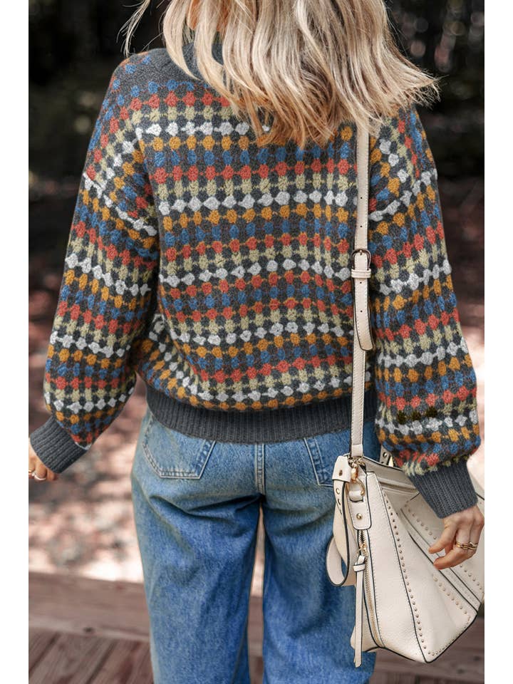 PRETTY BASH - Wholesale Cardigan - Women's - Dotty Knit Button-Up V-Neck Sweater Cardigan7