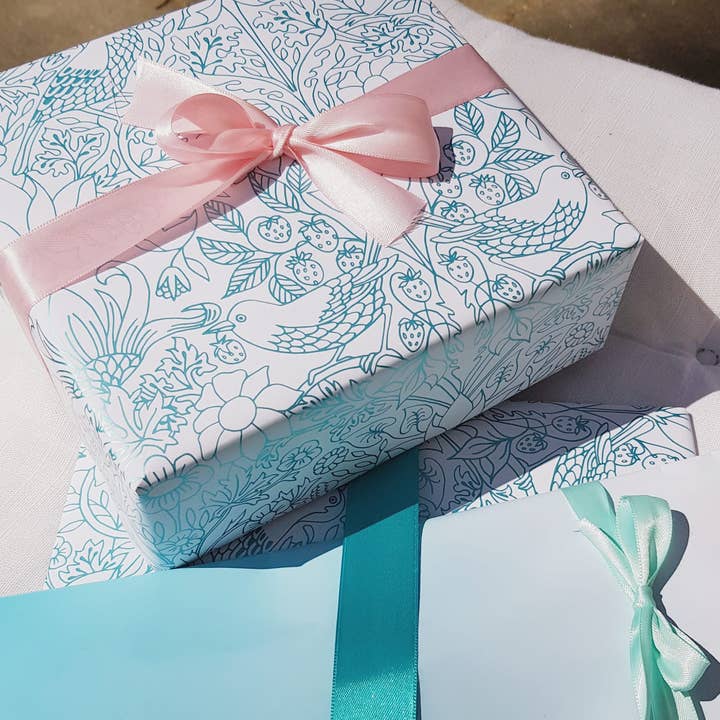 Bow & Hummingbird - Wholesale Flat Wrap - Strawberry Field wrapping paper2